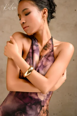Alternative view of Đầm Lụa Cổ Đổ Tím | Violeta Dress - S26.SM4D6